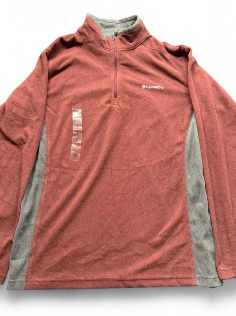 Columbia Rust Red Half-Zip Fleece with Gray Panels